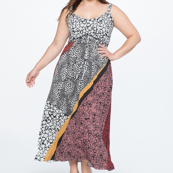 Eloquii Dresses & Skirts - Eloquii Tie Waist Printed Maxi Dress